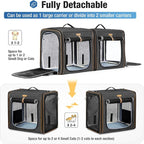 Lekereise Large Cat Carrier for 2 Cats, 2-in-1 Cat Travel Carrier with Litter Box, (17.7" x2) x16.5"x13" Pet Carrier with Zipper Locks for Moving Across The Country (No Hammock) - Black