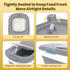 HOYTAMDA 20-30Lbs Collapsible Rice Container,Food Storage Containers Wheels | Rice Storage Container with Airtight Clear Lid,Handle,Small Bin &Scoop,Rice Dispenser for Flour Sugar Cereal Dog Cat Food