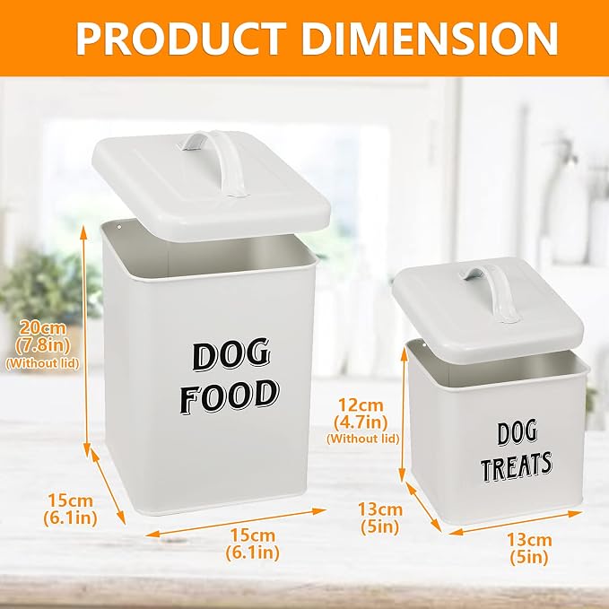 Morezi Farmhouse Dog Food Storage Container with Lid and Scoop, Pet Food and Treats Holder, Sturdy Canister Tins for Kitchen Countertop and Shelf, Great Gift for Pet Owners, 5 lbs