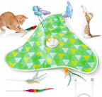 Interactive Cat Toy Mat for Indoor Cats, Rechargeable Hide & Seek Cat Toy with Moving Hidden Feathers& Fluttering Butterfly, Touch Activated Automatic for Bored Cats, Kittens & Adult Cats