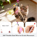 Cat Scratcher Bed with Toys, 4 Pack Oval Cat Scratcher Cardboard, Indoor Cat Scratch Bowl, Large Pad Cat Scratching Board with Catnip Fish Toy & Feather Wand for Furniture Protector L(17.5"x12.6"x3")
