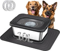 Decflow 10L Stainless Steel Dog Water Bowl, No Spill Anti-Splash Dog Bowls with XXL Silicone Mat, Spill-Proof Slow Feeder for Messy Drinkers, Heavy Duty Pet Bowls for Indoor/Outdoor Use Black