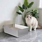 Stainless Steel Litter Box, 20"x14"x6" Large Metal Cat Litter Box | Easy to Clean, Non Stick No Smell,Steel Litterbox for Adult Cats/Kitty
