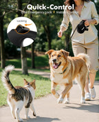 Pecute Dog Leash Retractable 26ft for Large Dogs with Poop Bag Holder | Heavy Duty Retractable Dog Leash for Strong Puller for 33-110 lbs, Anti-Slip Soft Grip, Reflective, 360° No Tangles