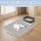 Kalolary Cat Litter Box Mats, Large 34" x 22" Silicone Cat Mat | Easy to Clean Kitty Litter Trapping Mat, Soft on Kitty Paws, Waterproof, Urine-Proof Kittys Litter Mats for Floor, Light Grey
