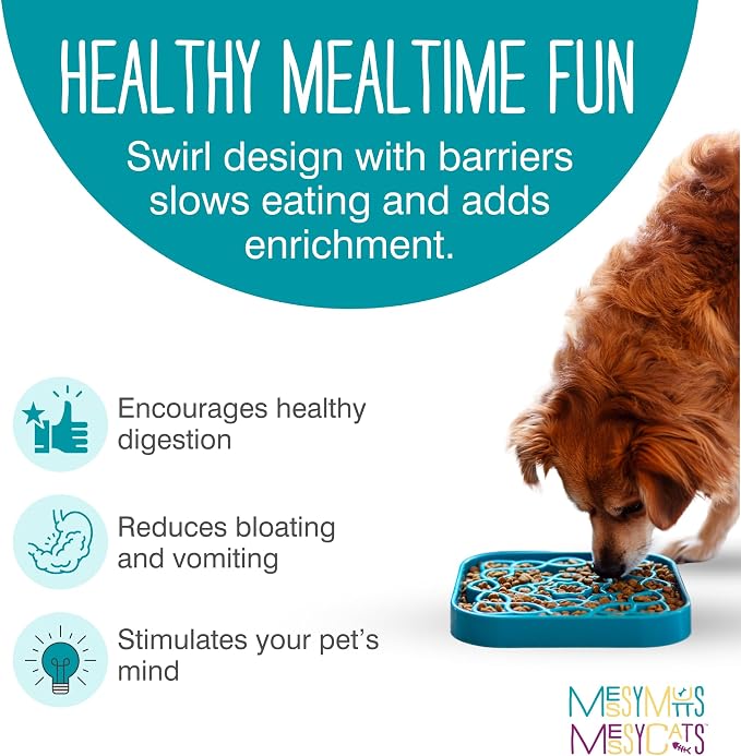 Messy Mutts Square Slow Feeder, 8 Inch, 2 Cup | 8 x 8 Inch Square Silicone Puzzle Slow Feeder For Dogs And Cats, Holds 2 Cups, Dishwasher Safe