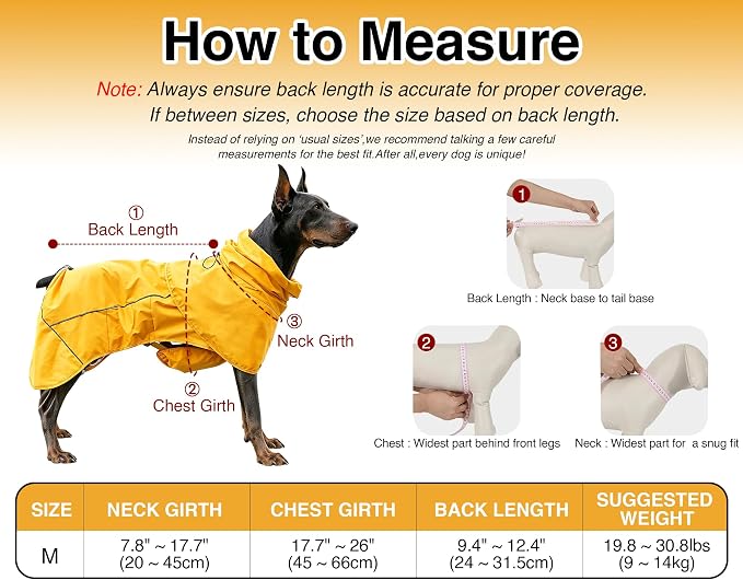 Skmeditec Dog Raincoat with Hood, Waterproof Puppy Rain Coat, Windproof Breathable Jacket with Mesh Lining, Outdoor Hiking Shell Coat for Medium Sized Dogs