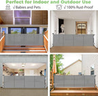Reinforced 37" Tall x 155" Extra Wide Retractable Baby Gate, Indoor/Outdoor | Retractable Dog Gate for Large Openings, Space-Saving, Easy to Use, Scratch-Resistant Mesh, Safety Lock, Easy Install, Gray