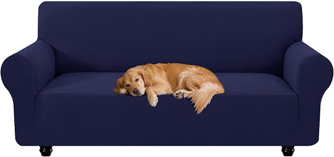XINEAGE Stretch 3 Seater Slipcover, Non-Slip Pet Couch Cover,Navy Blue | Washable Furniture Protector, Elastic Bottom, Dogs & Cats Friendly, Scratch-resistant, Fast Setup, High Elasticity