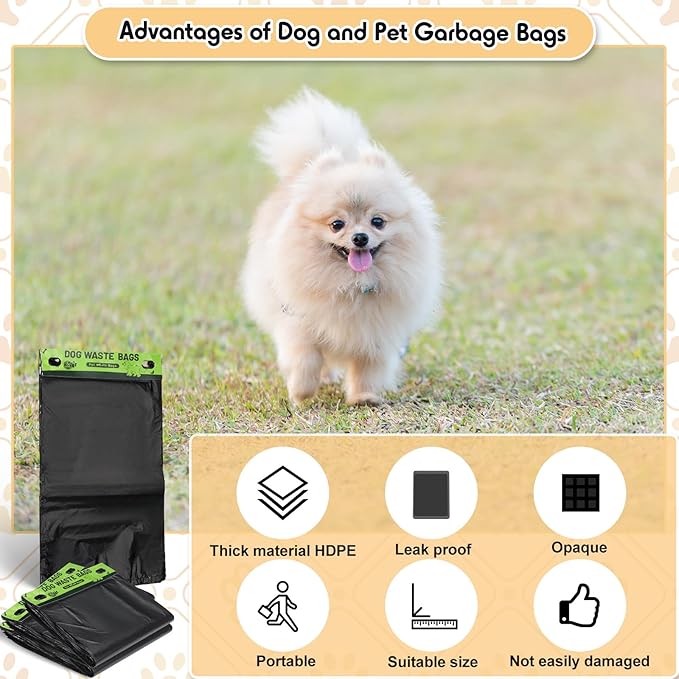 Ireer 10000 Pcs Dog Bags Bulk, Dog Pet Waste Bags Bulk, Leakproof Easy Single Pull Bag for Poop Station Fit Hang Hole Dispenser Pet Waste Bag for Home Outdoor