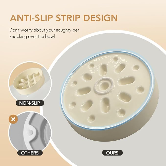Havniva Slow Feeder Dog Bowls, Ceramic Dog Bowl Slow Feeder for Fast Eater | 1.2 Cups Puzzle Dog Food Bowl, Slow Feeding Bowls for Small & Medium Breed, Non-Slip Rubber Base, Anti-Choking