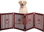 4 Panel Dog Gate - Mahogany - Foldable Wooden Freestanding Pet Gate, 80" L x 23.6" H, for Doorways, Halls & Stairs, 360 Degree Rotated Hinges