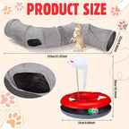 12pcs Cat Tunnel Set Large Collapsible Pet Tunnel Tube S-Shaped Maze Cats Indoor Cat Toy with Stick Pet Blanket Turntable Toy Balls Mice Fish and Noise Paper Ball Kitten Exercise Play