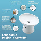 Necoichi Ceramic Elevated Cat Food Bowl, 15° Tilted (Cat, Extra Wide Tilted)