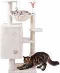 HUITREE 45in Cat Tree Tower with Big Condo for Indoor Cats,Cat Tower with Scratching Post,Scratching Board and Cat Toys,Multi-Level,Small Space,Transformer Cat Tree (338B)