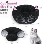 Baseola Fuzzy Cat Tunnel Bed for Indoor Cats, 2-in-1 Interactive Cat Toys | Peekaboo Cat Cave with Washable Mat, Collapsible Cat Play Tunnel for Kittens & Small Pets, Cat Donut Bed Tunnel, Black Pink
