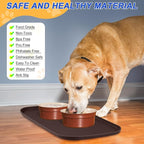 SMILOOL Silicone Pet Food Mat with Raised Edge for Food and Water Bowl, Dog Feeding Mats, Cat Food Trays for Floor Waterproof, Rubber Tray for Dogs and Cats, 19 x 12 x 0.7 Dark Brown