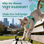 rabbitgoo Cat Harness and Leash Set, Escape Proof Vest, Cherry Grove | Soft Breathable Mesh, Easy Adjustable Fit, Snap Buckles, Sturdy Clip, Reflective Strips, for Medium to Large Cats Walks, M