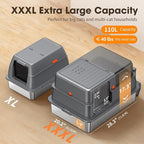 XXXL Stainless Steel Litter Box with Lid，28.3" L x 20.2" W x 17.3" H | Extra Large Enclosed Metal Cat Litter Box for Large Cat and Multiple Cats,Non-Sticky, Anti-Leakage, Easy to Clean