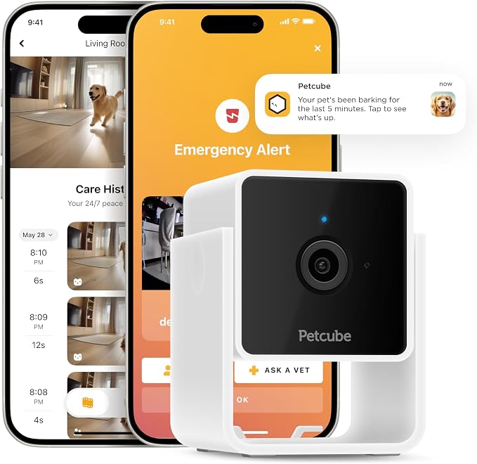 Petcube Cam – Indoor Wi-Fi Pet & Security Camera with App | 1080p HD video, 2-way audio, night vision, smart alerts for dog, cat & home security monitoring