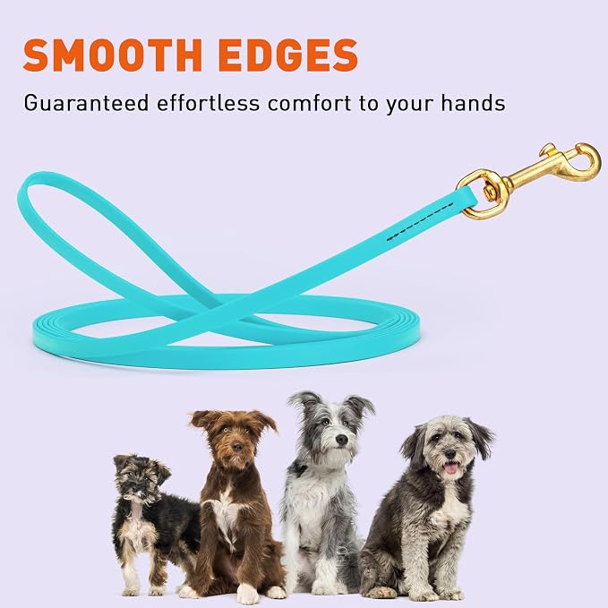 Viper Biothane K9 Working Dog Leash Waterproof Lead for Tracking Training Schutzhund Odor-Proof Long Line with Solid Brass Snap for Puppy Medium and Large Dogs, 20ft Sky Blue