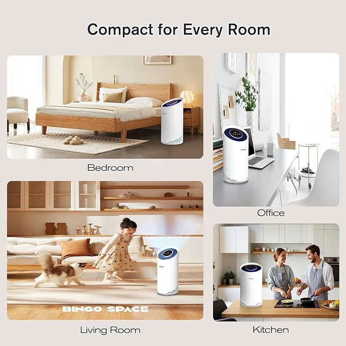 | Airspark Air Purifier for Home Bedroom Up to 2400 Ft² 4-Stage Air Filter | 22dB Sleep Mode, Air Cleaner for Smoke Dust Pollen Daner Pet Hair Odor Eliminator with Night Light & Timer