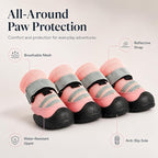 Dog Boots, Waterproof Dog Shoes with Reflective Straps, Rugged Anti-Slip Sole Paw Protectors for Medium Large Dogs, Breathable Pet Booties for Hot Pavement, Snow, Hiking, 4Pcs
