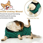 2 Packs Breathable Cotton Dog Recovery Suit for After Neuter Spay Abdominal Wounds Protector, Professional Anti-Licking Onesies for Male Female Pets Surgery Bandages, 2XL Striped Yellow Green