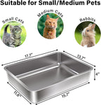 Stainless Steel Litter Box,Metal Cat Litter Box for Kitten | 17.7" L x 13.77" W x 4" H Metal Litterbox for Elderly Cats,Non Stick, No Smell, Easy Entry,Easy to Clean