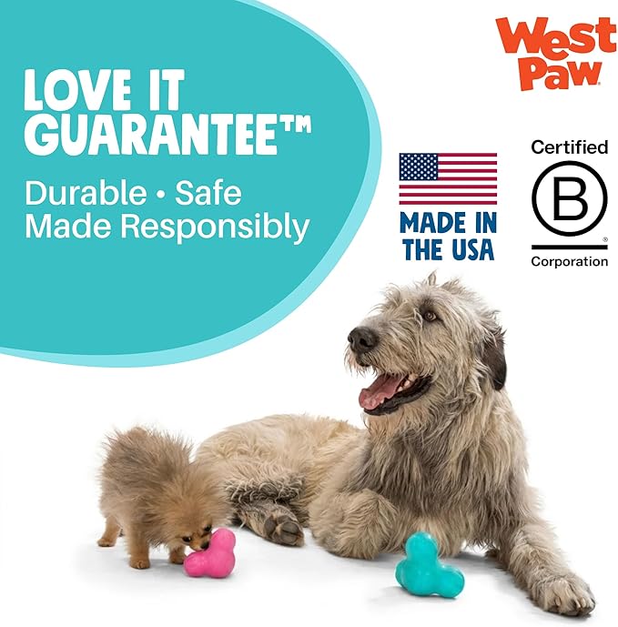 WEST PAW Zogoflex Tux Treat Dispensing Dog Chew Toy – Interactive Chewing Toy for Dogs – Dog Games for Aggressive Chewers, Fetch, Catch – Holds Kibble, Treats, Large 5", Teal