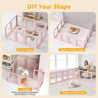 Acrylic Dog Playpen Indoor, Pink Dog Pen, Puppy Playpen, 10 Panels | 23.6" H, Skin Pink, Purple & Sky Blue, Clear View, No-Gap Escape-Proof, Tool-Free Setup, For Puppies & Small Dogs