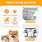 4 Pack Pet Grooming Clipper Blades with Ceramic Cutters, Sizes 10, 7FC, 5FC & 4FC, Silver, Compatible with Andis, Oster A5, Wahl KM10 A5 Style Dog Clippers