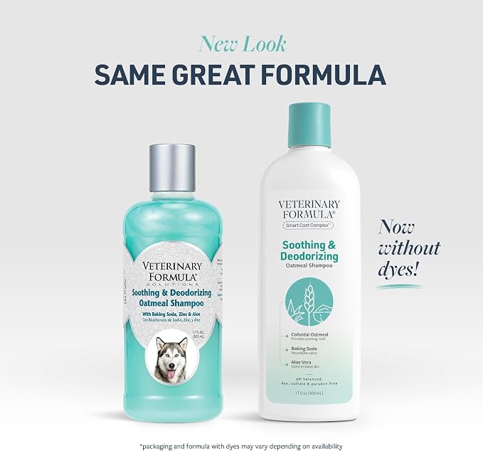 Veterinary Formula Smart Coat Complex Soothing and Deodorizing Oatmeal Shampoo for Dogs, 17 Fl oz – Baking Soda Eliminates Odors, Aloe Vera & Oatmeal Cleanse and Hydrate Skin – Long-Lasting Fragrance | Oatmeal and aloe vera formula, baking soda odor co...