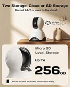 VIMTAG 2.5K 4MP Pan/Tilt Indoor Camera for Pet/Dog/Cat/Baby/Nanny/Home Security with Phone APP, Motion Tracking, Night Vision, 2-Way Audio, AI Detection, 5G/2.4GHz WiFi, Cloud & SD Card, Works w/Alexa