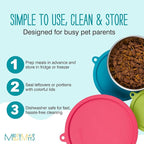 Messy Mutts 6 Piece Set, 3 Stainless Bowls and 3 Silicone Lids, Medium | Set Of Three Stainless Dog Bowls And Three Airtight Silicone Lids For Meal Prep, Storage, And Travel