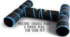 Premium 3 Way Cat Tunnel. Extra Large 12 Inch Diameter and Extra Long. A Big Collapsible Play Toy. Wide Pet Tunnel Tube for Other Pets Too! (3 Way Two Pack + Teaser Wand!)