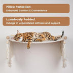Macrame Cat Wall Shelves & Hammock - Comfy Cat Beds with Window Perch for Indoor Cats, Sleeping & Climbing, Cotton Rope, Natural Wood, Maximum Hold up to 30lb, Beige White