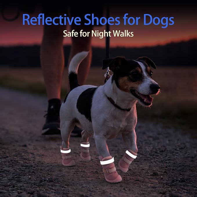 MIGOHI Reflective Dog Shoes for Small Dogs,Small Dog Boots & Paw Protectors for Summer Hot Pavement Hardfloors with Anti Slip Waterproof Rubber Grip Sole,Dog Booties for Indoor Outdoor Walking Running