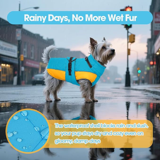 QBLEEV Warm Dog Jacket - Reflective, Adjustable Winter Coat with Turtleneck for Cold Weather, Waterproof Fleece Snowsuit for Small, Medium, Large Dogs