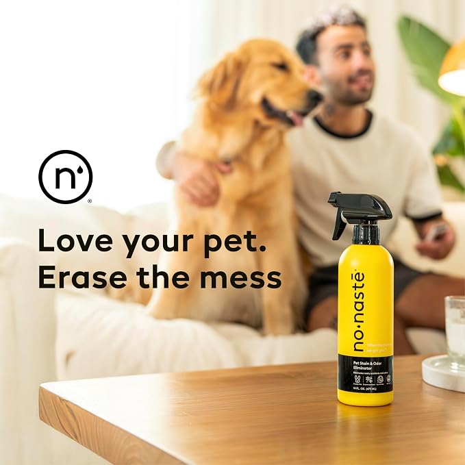 Nonaste Pet Stain & Odor Eliminator Enzyme Spray, Dog & Cat, 16 oz, Pk 2 | Enzyme Cleaner Breaks Down Dog & Cat Urine, Stains & Odor on Carpets & Upholstery. Pet & Kid Safe. Light Fresh Scent.
