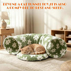 Cat Tunnel Bed with Interactive Cat Toys - Cat Tunnels for Indoor Cats | Donut Tunnel with Hideaway & Cushion, and Interactive Toys for Kitten, A Peekaboo Cave That'S Perfect for Indoor Pets to Play