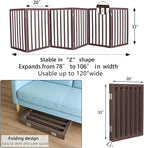 Dog Gate Indoor, Freestanding Dog Fence for The House, Doorways, Hallways,or Stairs,Pet Gate Foldable Wooden,Expandable 32" Height 6 Panels,Brown
