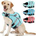 Kuoser Reflective Dog Life Jacket, Dog Life Vest for Swimming Boating | Adjustable Pet Lifejackets, High Flotation Doggie Swimsuit with Rescue Handle for Small Medium Large Dogs