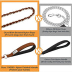 S-ETOVUS-Chain Dog Leash, Bite-Proof Metal Leash, with Padded Handle | Three Sizes 7.25FT/5.2FT/4FT, Woven From Nylon Rope And Chain, Durable And Bite-Resistant, Comfortable With Padded Handles