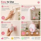 Interactive Cat Toys for Indoor Cats,Automatic Hanging Door Cat Teaser Feather Toy with 6 Accessories,2 Modes,Auto Pause & USB Rechargeable Electric Cat Chase Toy,Safe for Bored Adult Kitten-Pink