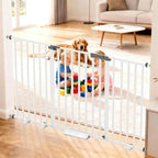 41'' Extra Tall Baby Gate for Large Dogs Pets Indoor No Jumping Over, 30-40.9'' Wide Heavy Duty Puppy Gate for Doorways, Pressure Mounted Metal Gate for Child Toddler No Tools Needed(White)