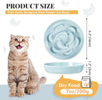 Melamine Cat Slow Feeder Bowl - Pastel Series Cat Plate for Dry and Wet Food - Cute Maze Feeder Dish for Healthy Eating - Dishwasher Safe - 6.3''W x 1.2''H - 7 OZ - Mint Green