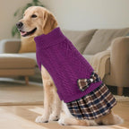 KYEESE Dog Sweater Dress Turtleneck Thick Knit Pullover for Cold Weather | Stretchy Fit, Lightweight & Warm, Cozy Knit Comfort, Cute Bow Accent, Gentle on Sensitive Skin, Comfortable Daily Wear