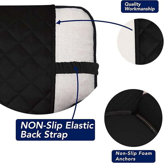 PureFit Reversible Quilted Couch Covers for Dogs Oversized Sofa Cover 78” | Black/Black, Water Resistant Couch Protector, Washable Pet Couch Cover with Non Slip and Elastic Straps For Kids
