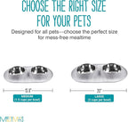 Messy Mutts Double Silicone Dog Feeder, Stainless Bowls, Large, Marble | Non-Slip Silicone Double Dog Feeder With Two Removable Stainless Steel Bowls For Food And Water